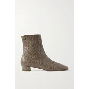 BY FAR Este Croc-Effect Leather Ankle Boots - 37